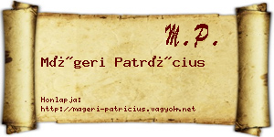 Mágeri Patrícius névjegykártya
